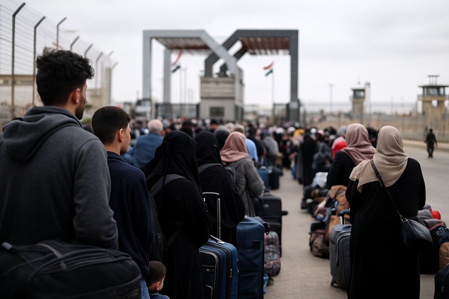 Salida de Gaza a través del cruce fronterizo de Rafah
