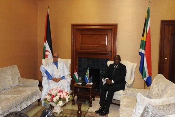Brahim Ghali, y el presidente de Sudáfrica, Cyril Ramaphosa